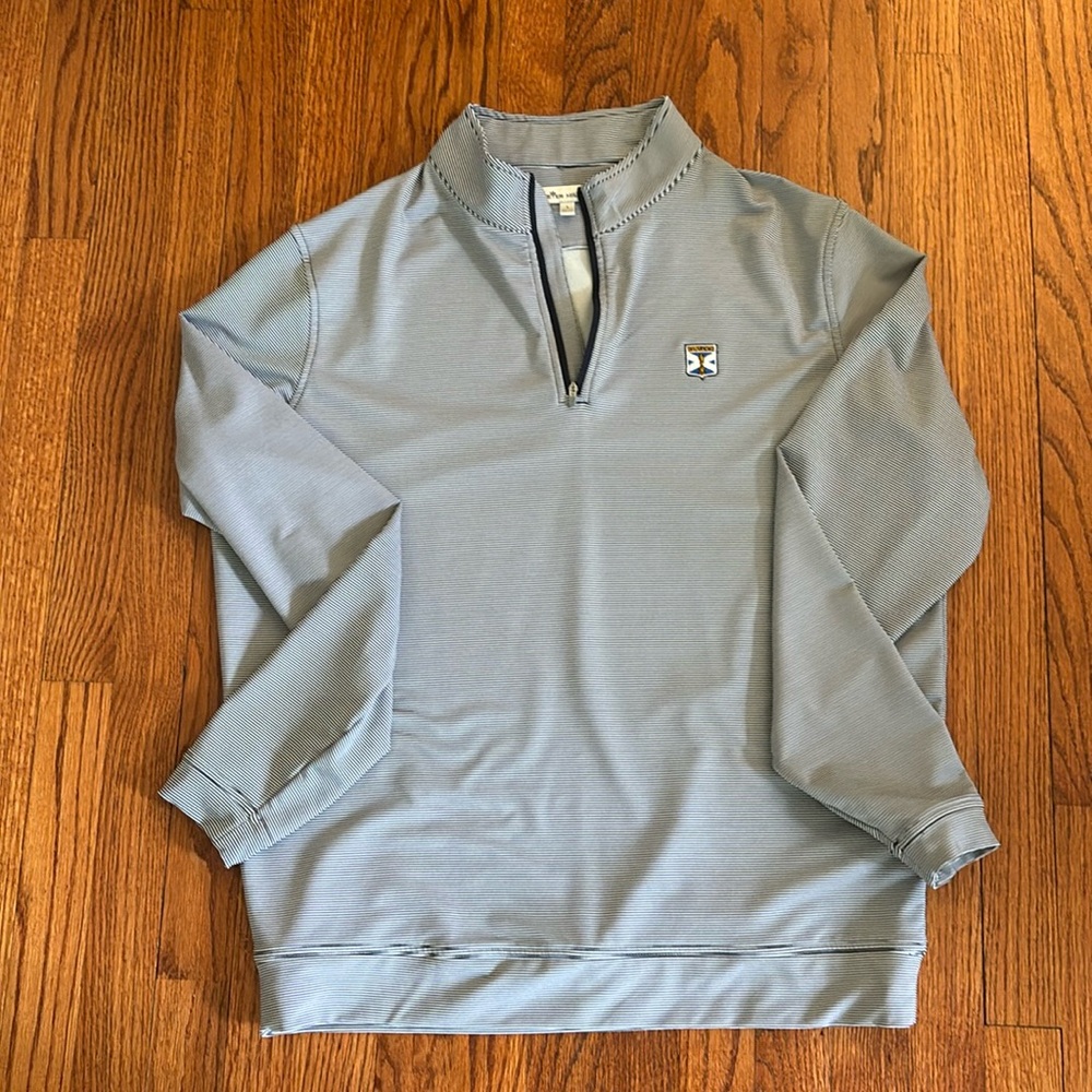Navy blue and white stripe Peter Millar pullover